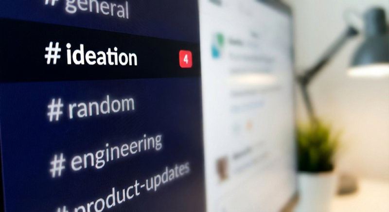 Slack with ideation channel showing 4 unread messages